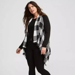 NWOT Torrid Plaid Drape Front Cardigan